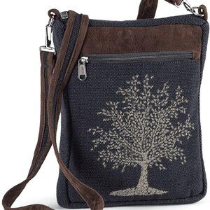 Canvas Crossbody Bag, Hippie Purse Handbag For Women, Top Zip Closure & Pockets,